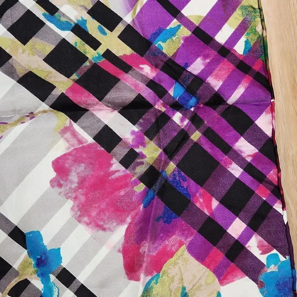 🐞NWT Saks Fifth Avenue Silk Multicolored Patterned Scarf